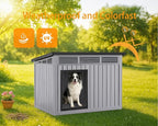 VIXZEN Dog House Outdoor, Indoor Dog House Medium Size Dog with Weatherproof PP Resin Material, Doghouse Outdoor with Openable Roof for Easy Cleaning, Sloped Roof, Air Vents, Easy Assembly (Gray)