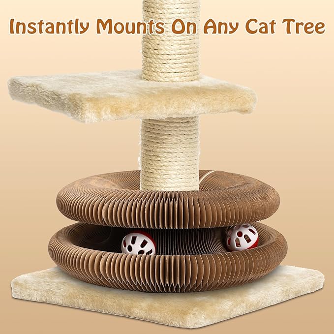 2 Pack Magic Organ Cat Scratcher Board with 4 Bell Ball, Cat Ball Adventure The Ultimate Interactive Mental Physical Exercise for Indoor Cats Toy