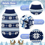 KOOLTAIL Cable Knit Dog Sweater Turtleneck, Cold Weather Pullover Classic Knitwear, Snowflake Pattern Thick Warm Winter Pet Clothes, Dog Christmas Sweater for Small Medium Large Dogs Cats,Navy Blue SM
