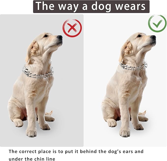 Dog Prong Collar, Adjustable Choke Collar for Dogs, High-Strength Metal Collar with Comfort Rubber Tips, for Large Breeds