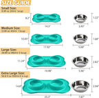 Hubulk Pet Dog Bowls 2 Stainless Steel Dog Bowl with No Spill Non-Skid Silicone Mat + Pet Food Scoop Water and Food Feeder Bowls for Feeding Small Medium Large Dogs Cats Puppies (Medium, Mint Green)