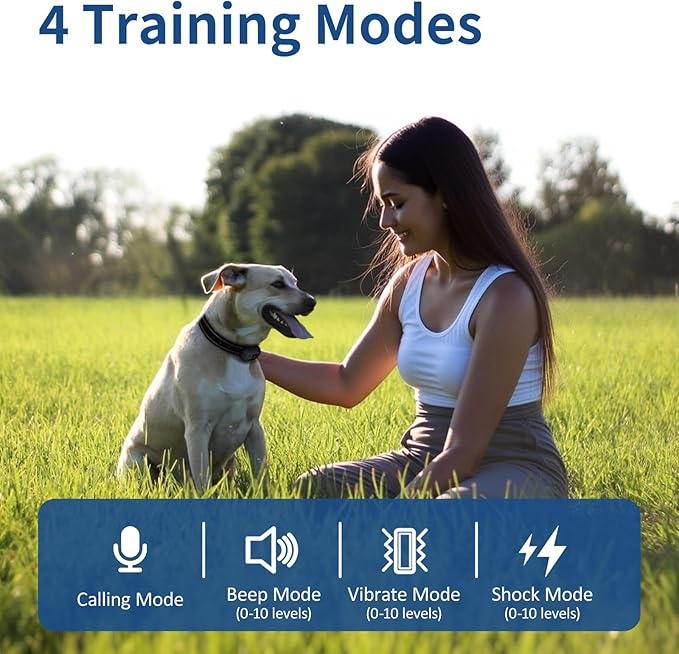 Dog Training Collar with Remote - 4900FT Dog Shock Collar for IP67 Waterproof with 4 Training Modes, Security Lock，Rechargeable E-Collar for All Breeds（10-120lbs）