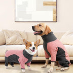 Dog Winter Coat Soft Fleece Dog Clothes for Cold Weather, Warm Dogs Pullover Pajamas Cozy Cold Weather Jacket Full Body Suit Windproof Fleece Sweater for Dogs Walking Hiking Sleeping (Pink L)