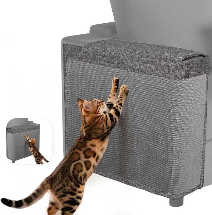 Cat Scratch Protector for Sofa - Larger Couch Protector from Cat Claws Fit for Both Arm Side of Sofa,Couch Corner Scratcher with Expanded Coverage Color-Matched Sisal Pad Universal Fit (Dark Grey)