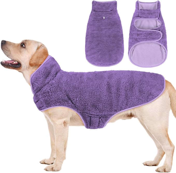 Malier Dog Winter Coat, Reversible Fleece Dog Cold Weather Coats, Windproof Warm Snow Puppy Jacket Vest Pet Clothes for Small Medium Large Dogs (Purple, X-Small)