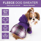 Dog Sweater Puppy Clothes for Small Dogs Boy Girl Pet Hoodies for Dogs Cold Weather Doggie Coats Fall Doggy Sweatshirt for Chihuahua Yorkie Cat Outfits (Purple, Small)