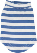 LOPHIPETS 100% Breathable Cotton Striped Dog Tee Shirt T-Shirt for Small Dogs Teacup Chihuahua Yorkie Puppy Clothes -Blue and White Strips/XS