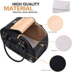PetsHome Dog Carrier Purse, Pet Carrier, Waterproof Premium Leather Pet Travel Portable Bag Carrier for Cat and Small Dog Home & Outdoor Medium Black