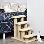 25" 4-Step Multi-Level Carpeted Cat Scratching Post Pet Stairs,cat Tree Tower cat Ladder for Indoor cat Gym for Indoor Cats cat Climbing Wall Small cat Tree for Indoor Cats Beige