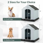 Giantex Dog House for Medium Dogs, Waterproof Plastic Dog Houses with Air Vents and Elevated Floor, Easy to Assemble, Outdoor Cat House Feeding Station Indoor Patio Backyard Dog Kennel House, Gray