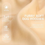 Dog Hoodie for Small Medium Large Dogs, Fleece Plaid Pet Hooded Clothes Sweater with Hat & Pocket for Cold Weather Winter,Warm Soft Pullover Sweatshirt Coat Outfit for Puppy Girls Boys Beige M