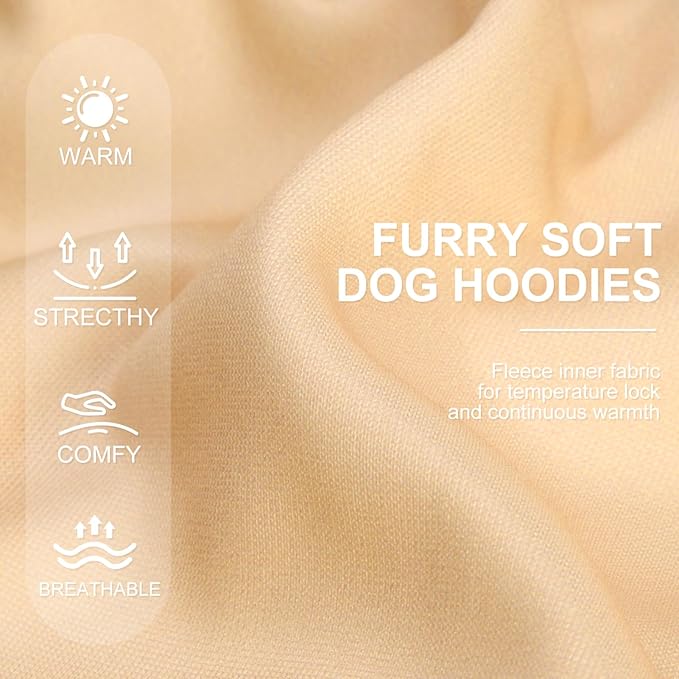 Dog Hoodie for Small Medium Large Dogs, Fleece Plaid Pet Hooded Clothes Sweater with Hat & Pocket for Cold Weather Winter,Warm Soft Pullover Sweatshirt Coat Outfit for Puppy Girls Boys Beige M