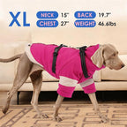 XX-Large Dog Winter Coat with Harness 2 in 1-for Walk The Dog | Thick and Warm Lining for Cold Winter,Turtleneck Windproof Snowsuit with Sleeves,Night Reflective Harness(Rosered)