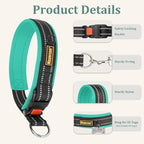 Mayerzon 1.5" Wide Martingale Collar for Large Medium Small Dogs Pitbull German Shepherd, No Pull Reflective Slip Martingale Dog Collar with Buckle Soft Padded for Walking Training(Teal,S)