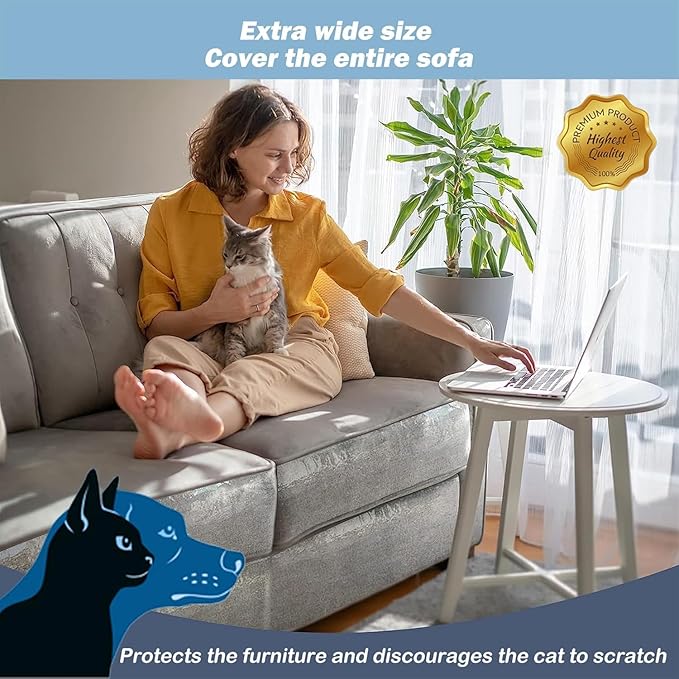 18 Pack Cat Scratch Furniture Protector Anti-Scratch Deterrent Tapes Premium Cat Couch Protector with Strong Stickiness No-Residue for Couch Doors & Walls