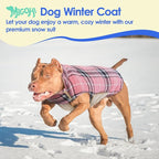 MIGOHI Winter Dog Jackets, Reversible Windproof Waterproof, British Plaid Coat for Small Medium Large Dogs, Pink, L