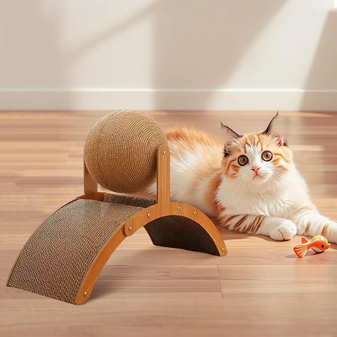 Interactive Scratch Pad for Cats,Ferris Wheel Design,Cat Scratching Post Design with Arch Bridge Balls-Stylish Cat Scratching Board for Kittens,Relieving Stress,Nail Grinding Biting Prevention (M)