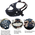 Short Snout Dog Muzzles,Soft Silicone Adjustable Breathable Bulldog Muzzle for Biting Chewing Barking Training,Ideal for Flat-Faced Dogs (Medium/13-15"(Pack of 1), Blue)