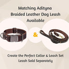 ADITYNA Leather Dog Collar with Metal Buckle - Heavy-Duty, Adjustable for Medium & Large Dogs - Walking, Training, Hiking (Brown, Fits 15-21" Necks)