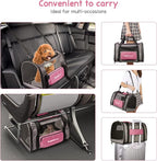 BurgeonNest Cat Carriers for Medium Puppy Under 25 lbs, Pet Carrier for Cats with Unique Side Bag,Top Load Small Pet Bag Soft-Sided Escape Proof with 4 Ventilated Windows