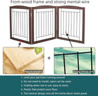 ZJSF Freestanding Foldable Dog Gate for House Extra Wide Wooden Brown Puppy Gate Stairs Dog Gates Doorways Tall Pet Gate 24 "Height 3 Panels Pet Fence