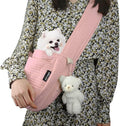 NATUYA Small Dog Carrier Sling, Adjustable Strap Lightweight Comfy Puppy Pouch, Hand Free Pet Dog Sling Walking Subway Travel Toy Dog Carrying Bag (Pink,Adjust Strap-Canvas)