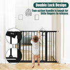 keny 29.7"-51.5" Extra Wide Baby Gate for Stairs, Easy Walk Thru Dog Gate with 21.1" Large Opening Door, Pressured Mounted No Drilling Pet Gate, 30" Tall, Black