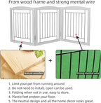 ZJSF Freestanding Foldable Dog Gate for House Extra Wide Wooden Grey Puppy Gate Stairs Dog Gates Doorways Tall Pet Gate 32" Height 3 Panels Pet Fence