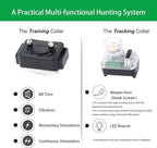 Hunting Dog Training Collar - Exclusive Hawk Sound Beeper & LED Beacon, Dual E-Collars with Training & Tracking,1 Mile Long Range, Waterproof & Rechargeable, Locating/Tone/Vibration/Shock