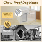 Outdoor Wooden Dog House for Small & Medium Dogs, Weatherproof Winter Dog Kennel with Openable Roof & Window, Chew-Resistant Frame, Cozy Indoor Shelter