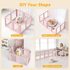 DIY Clear Acrylic Dog Playpen House,Quick Easy Assembly and Disassembly,Strong Floor Suction,Indoor and Outdoor Use,Easy Cleansing Puppy Fence (Skin Pink, 30.3" H, 8PCS)