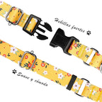 Hikiko Martingale Collar for Dogs Cute Floral Dog Collar for Small Medium Large Dogs Soft Nylon Quick Release Dog Collars (Yellow Flower,Small)