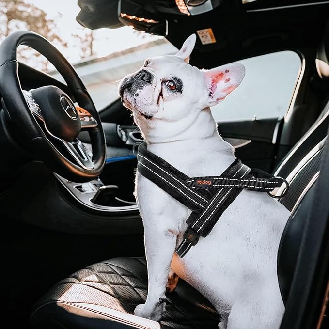 Didog Soft Flannel Padded Dog Vest Harness, No Pull/Quick Fit Reflective Dog Strap Harness, Easy for Training Walking (M:Chest 22-26", Black)
