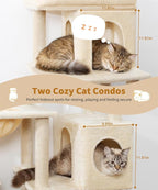 68 Inches Heavy Duty Cat Tree for Indoor Cat, Big Cat Tower with Sisal Scratching Posts and Top Perch, Large Platform for Adult Cats, PMT02BW, Beige