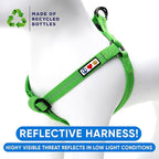 Pawtitas Recycled Reflective Step-in Dog Harness – Adjustable No-Pull Vest for Puppies to Seniors, Safe & Comfortable XS Green