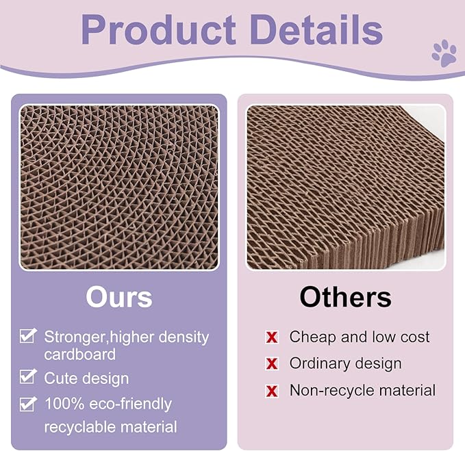 10 Inch Round Cat Scratcher Pad - 3/5 Inch Thick Compressed Cardboard Refill for Indoor Cats, Standalone Scratching Board to Protect Home Furniture & Satisfy Feline Scratching Instinct (2 PCS)
