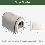 Hollypet Cat Bed Self-Warming 2 in 1 Foldable Kitty Cave Hut House Nest Pet Sleeping Bed, Linen Pet Condo for Indoor Cats, Gray Arched Cave