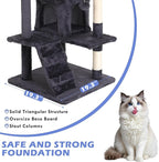 Heavy Duty Cat Tree,54 Inch Tall Cat Tower,2 Cozy Condos,Scratching Posts,Ladders & Sisal Pole,Multi-Level Perches Platforms for Indoor Cats,Sturdy Pet Climbing Furniture,Light Gray