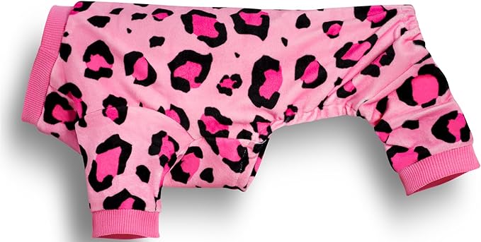 Paiaite Dog Pajamas Onesie: Comfortable Four-Legged Apparel for Small, Medium, & Large Dogs, Polyester Material for Comfort, Wrinkle Resistance, Moisture Wicking, and Stretchiness Pink Leopard 3XL