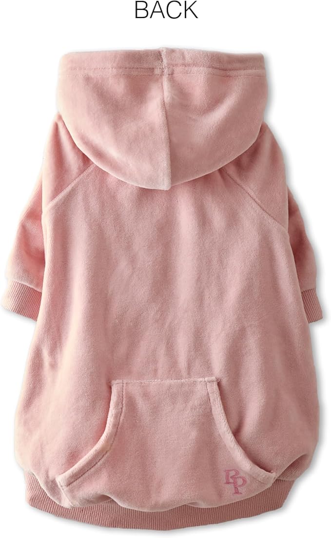 Cooper II Organic Cotton Velour Dog Hoodie Pet Coat for Small, Medium and Large Dogs, Pink, XX-Small (4-7 lbs)