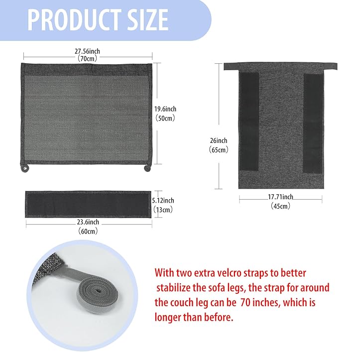Reversible Cat Scratch Couch Protector Made of Natural Sisal for Ultimate Furniture Protection,Couch Protector from Cat Claws,Couch Corner Cat Scratcher, Universal Fit Both Sides(Dark Grey,1-Pack)