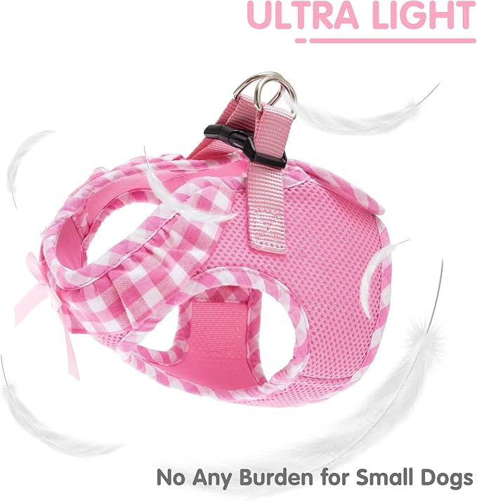PUPTECK Dog Harness for Puppy and Small Sized Dogs, Step-in No Pull Soft Mesh Vest Harness for Cats Small Pets Walking, Pink, New XXS