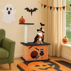 Outvita Halloween Cat Tree, 33" Cat Tower with Spacious Cat Condo, Gothic Scratching Posts, Large Platform, Cat Activities Furniture, Orange & Black