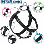 2 Hounds Design Freedom No Pull Dog Harness, Adjustable Harness, Easy Walking & Comfortable Control, Fits Small, Medium & Large Dogs, Solid Colors, Made in USA, 5/8" SM, Black