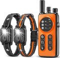 Dog Shock Collar 2 Dogs, 3300ft Dog Training Collar with Remote, Real-time Dual-Channel Remote with 3 Training Modes, Beep, Vibration, Safety Shock, Light, Fits 8-120 lbs All Breeds Sizes - Orange
