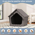 Bifanuo Dog House Outdoor Indoor for Small Dogs - Plastic Pet Shelter, Easy-Assemble & Weather-Resistant for Living Room, Balcony (Grey, 18" L x 22.4" W x 22.2" H)