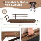 SLSY Dog Ramp for High Beds & Couches, 63" Folding Adjustable Pet Ramp with Non-Slip Rubber Mat, 5 Height Levels (15.7"–31.4"), Portable Dog Stairs for Large Dogs up to 250 lbs, Brown