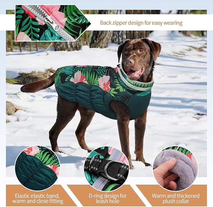 Dog Coats for Small Dogs, Puppy Coat, Warm Winter Jacket, XS Dog Coat with Harness Built in, Waterproof Pet Cold Weather Coats, Puppy Winter Clothes Snowsuit Chihuahua Maltese,XS