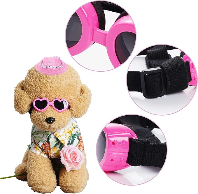 choyaxo Dog Sun Hat Set Including Dog Visor Sunbonnet Outfit with Ear Holes Dogs Sunglasses Baseball Cap for Puppy Small Dogs Outdoor UV Protection