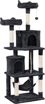 Topeakmart Multi Level Cat Tree 70.5in, Kitten Condo with 2 Condos & 2 Foam-Padded Perches, Cat Tower Furniture for Medium/Large Cats
